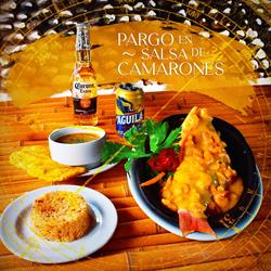 Pargo en salsa de camarones